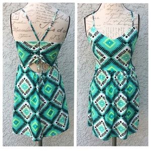 2B BEBE Geometric Multicolor Strappy Summer Dress